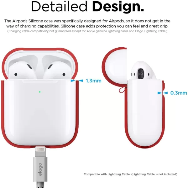 elago Silicone Protective Case Compatible with Apple AirPods 2 Wireless Charging Case Front LED Visible AntiSlip Coating Inside Patent Registered PeachRed