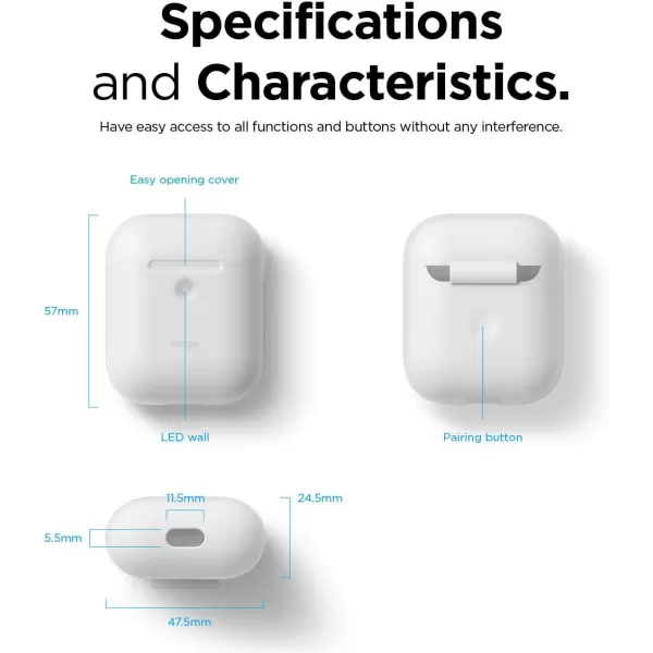 elago Silicone Protective Case Compatible with Apple AirPods 2 Wireless Charging Case Front LED Visible AntiSlip Coating Inside Patent Registered PeachNightglow Blue