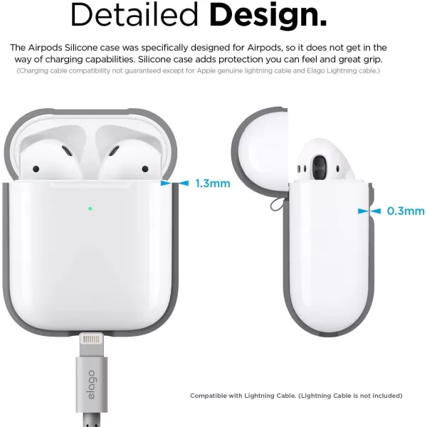 elago Silicone Protective Case Compatible with Apple AirPods 2 Wireless Charging Case Front LED Visible AntiSlip Coating Inside Patent Registered PeachMedium Gray