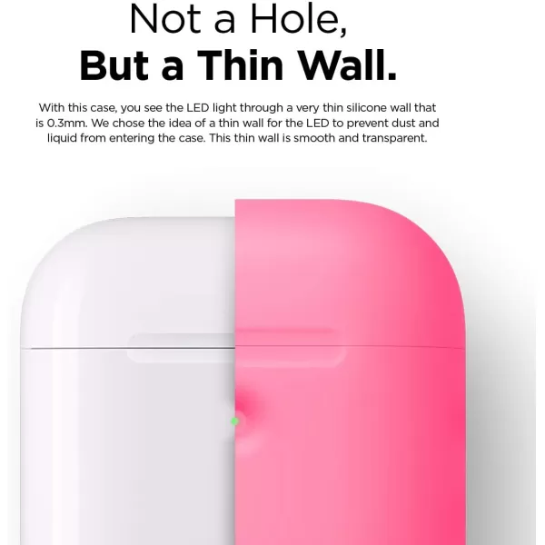 elago Silicone Protective Case Compatible with Apple AirPods 2 Wireless Charging Case Front LED Visible AntiSlip Coating Inside Patent Registered PeachNeon Hot Pink