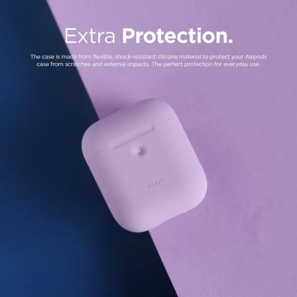 elago Silicone Protective Case Compatible with Apple AirPods 2 Wireless Charging Case Front LED Visible AntiSlip Coating Inside Patent Registered PeachLavender