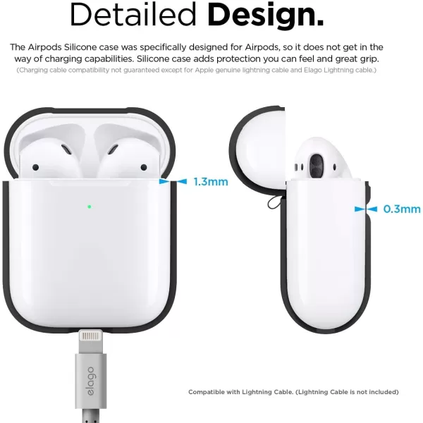 elago Silicone Protective Case Compatible with Apple AirPods 2 Wireless Charging Case Front LED Visible AntiSlip Coating Inside Patent Registered PeachBlack