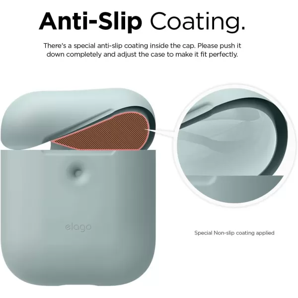 elago Silicone Protective Case Compatible with Apple AirPods 2 Wireless Charging Case Front LED Visible AntiSlip Coating Inside Patent Registered PeachBaby Mint