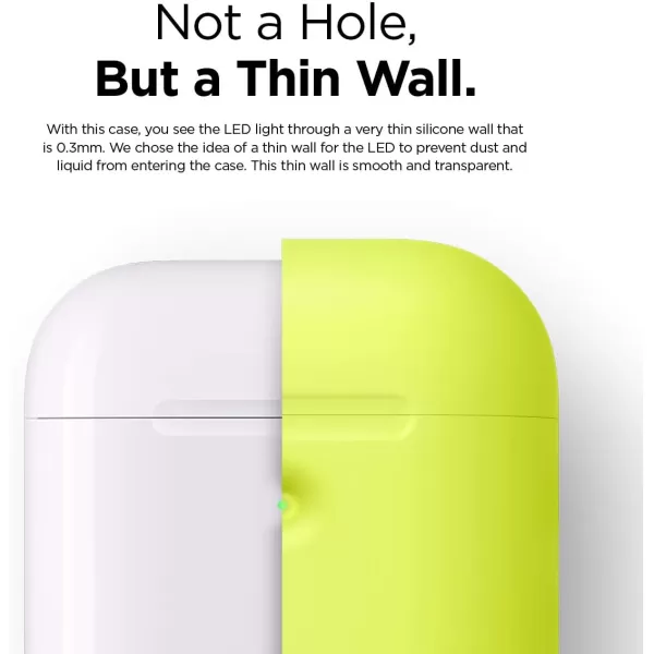 elago Silicone Protective Case Compatible with Apple AirPods 2 Wireless Charging Case Front LED Visible AntiSlip Coating Inside Patent Registered PeachNeon Yellow