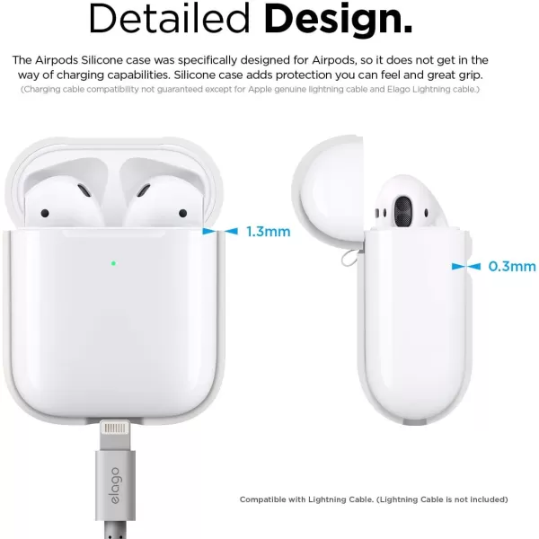 elago Silicone Protective Case Compatible with Apple AirPods 2 Wireless Charging Case Front LED Visible AntiSlip Coating Inside Patent Registered PeachWhite