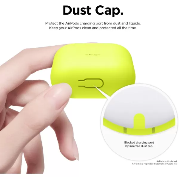 elago Skinny Case Compatible with AirPods 1 and Compatible with AirPods 2 Front LED Visible Supports Wireless Charging AntiSlip Coating Inside PeachNeon Yellow