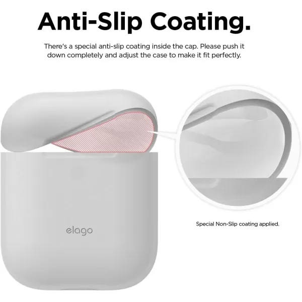 elago Skinny Case Compatible with AirPods 1 and Compatible with AirPods 2 Front LED Visible Supports Wireless Charging AntiSlip Coating Inside PeachNightglow Blue