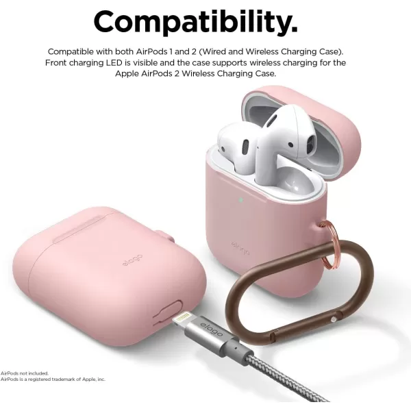 elago Skinny Hang Case Compatible with Apple AirPods Case1 amp 2 Hinge Free Design Supports Wireless Charging AntiSlip Coating Inside Front LED Visible Jean IndigoLovely Pink