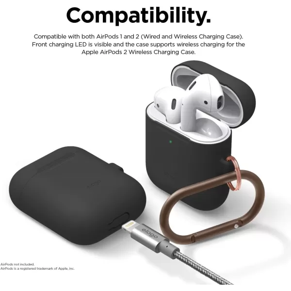 elago Skinny Hang Case Compatible with Apple AirPods Case1 amp 2 Hinge Free Design Supports Wireless Charging AntiSlip Coating Inside Front LED Visible Jean IndigoBlack