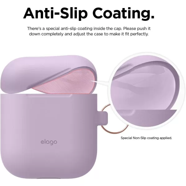 elago Skinny Hang Case Compatible with Apple AirPods Case1 amp 2 Hinge Free Design Supports Wireless Charging AntiSlip Coating Inside Front LED Visible Jean IndigoLavender