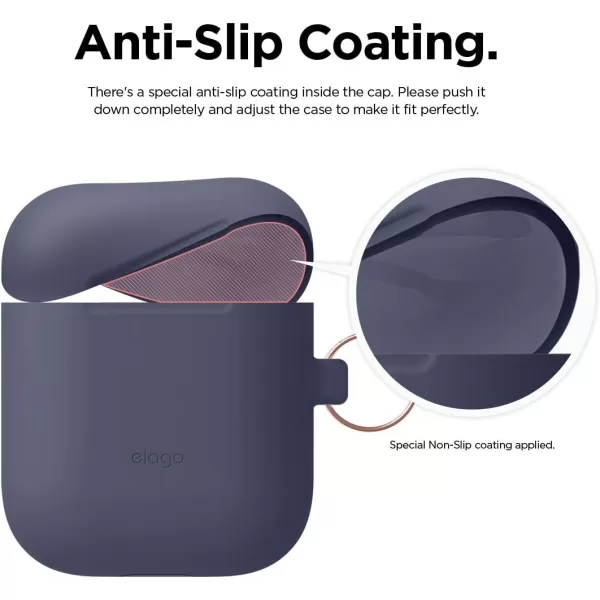 elago Skinny Hang Case Compatible with Apple AirPods Case1 amp 2 Hinge Free Design Supports Wireless Charging AntiSlip Coating Inside Front LED Visible Jean IndigoJean Indigo