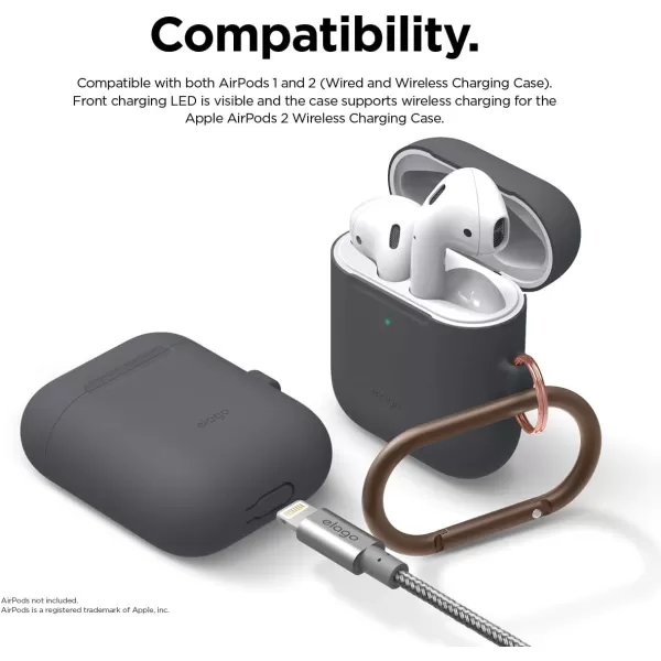 elago Skinny Hang Case Compatible with Apple AirPods Case1 amp 2 Hinge Free Design Supports Wireless Charging AntiSlip Coating Inside Front LED Visible Jean IndigoDark Grey