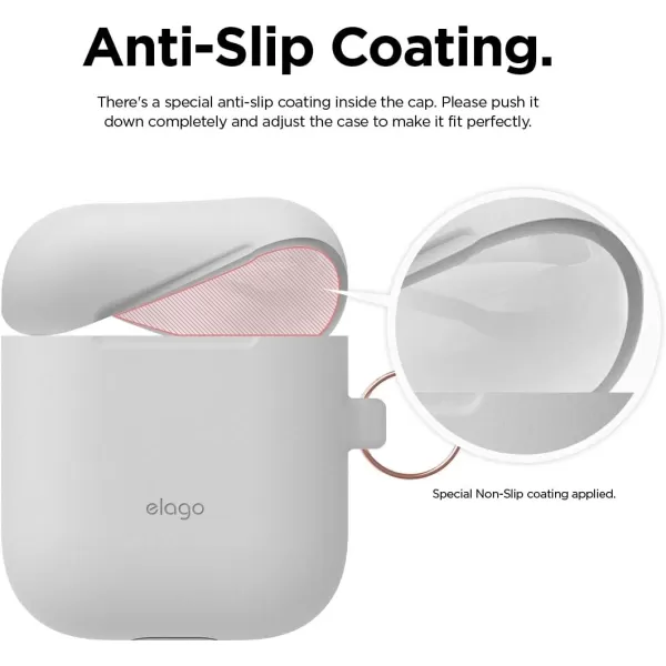 elago Skinny Hang Case Compatible with Apple AirPods Case1 amp 2 Hinge Free Design Supports Wireless Charging AntiSlip Coating Inside Front LED Visible Jean IndigoNightglow Blue