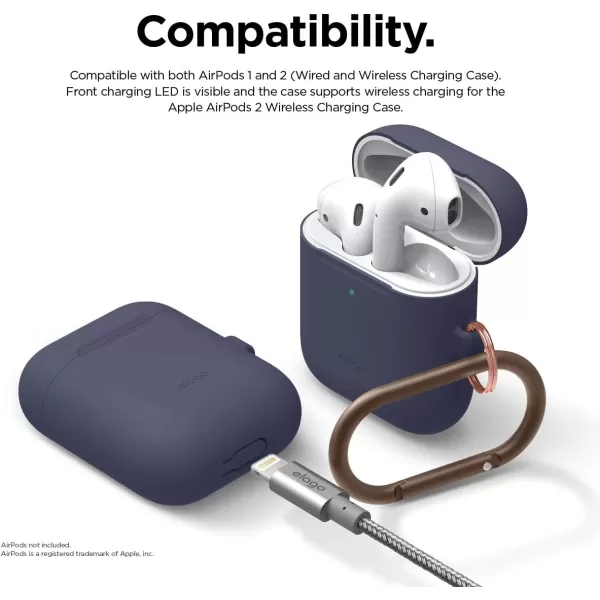 elago Skinny Hang Case Compatible with Apple AirPods Case1 amp 2 Hinge Free Design Supports Wireless Charging AntiSlip Coating Inside Front LED Visible Jean IndigoJean Indigo