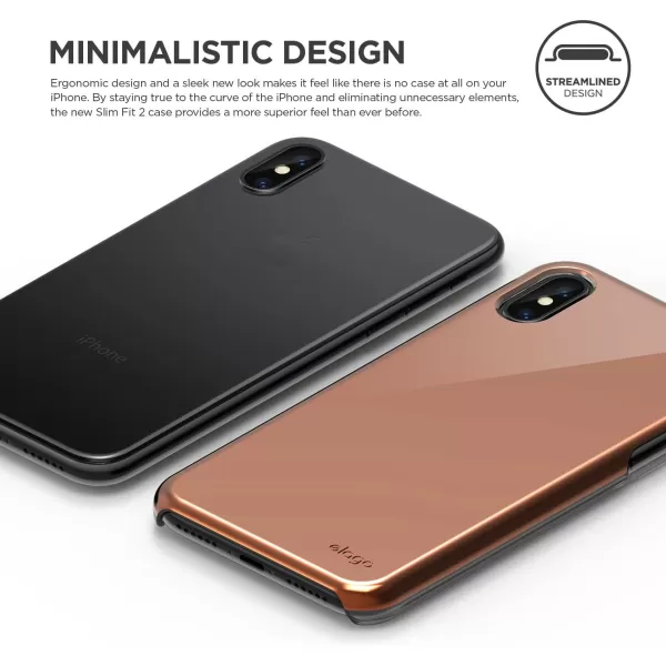 elago Slim Fit 2 Series iPhone Xs iPhone X Case  Durable Scratch Resistant Coat Minimalistic Designed Protective Cover for Apple iPhone Xs 2018 iPhone X 2017 Jet BlackRose Gold