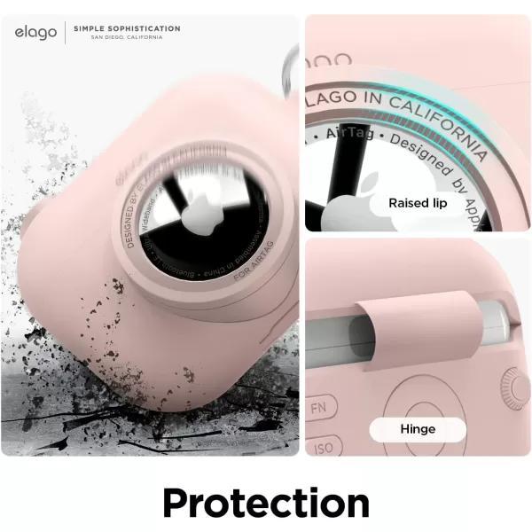 elago Snapshot Compatible with AirPod Case with AirTag Holder AirPods 3  Cute Camera Design with Keychain Durable Silicone Supports Wireless Charging  Tracking Device Not IncludedSand Pink