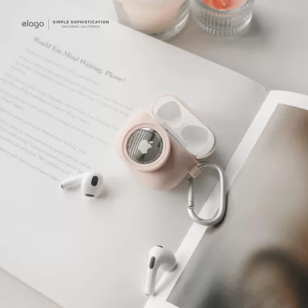 elago Snapshot Compatible with AirPod Case with AirTag Holder AirPods 3  Cute Camera Design with Keychain Durable Silicone Supports Wireless Charging  Tracking Device Not IncludedSand Pink