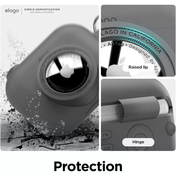 elago Snapshot Compatible with AirPod Case with AirTag Holder AirPods 3  Cute Camera Design with Keychain Durable Silicone Supports Wireless Charging  Tracking Device Not IncludedDark Gray