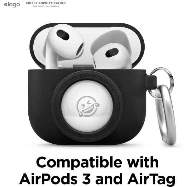 elago Snapshot Compatible with AirPod Case with AirTag Holder AirPods 3  Cute Camera Design with Keychain Durable Silicone Supports Wireless Charging  Tracking Device Not IncludedBlack