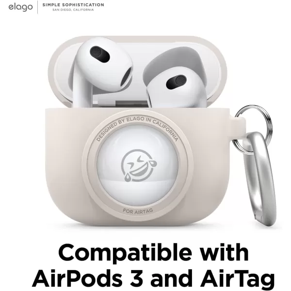 elago Snapshot Compatible with AirPod Case with AirTag Holder AirPods 3  Cute Camera Design with Keychain Durable Silicone Supports Wireless Charging  Tracking Device Not IncludedStone