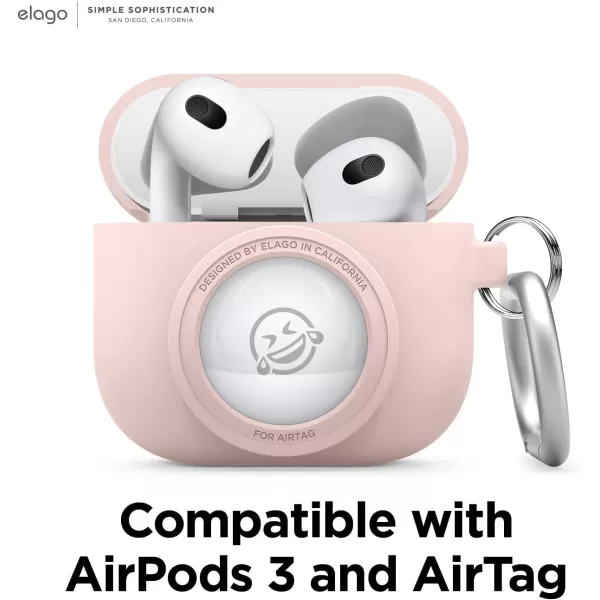 elago Snapshot Compatible with AirPod Case with AirTag Holder AirPods 3  Cute Camera Design with Keychain Durable Silicone Supports Wireless Charging  Tracking Device Not IncludedSand Pink