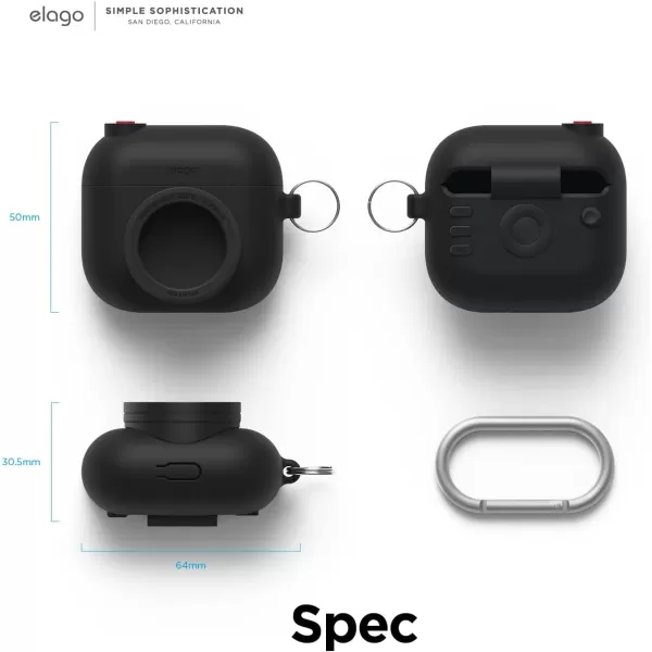 elago Snapshot Compatible with AirPod Case with AirTag Holder AirPods 3  Cute Camera Design with Keychain Durable Silicone Supports Wireless Charging  Tracking Device Not IncludedBlack