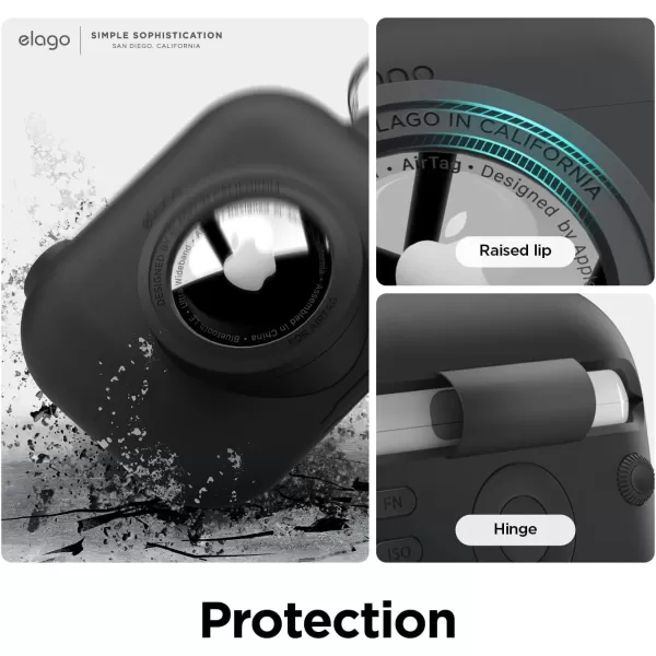 elago Snapshot Compatible with AirPod Case with AirTag Holder AirPods 3  Cute Camera Design with Keychain Durable Silicone Supports Wireless Charging  Tracking Device Not IncludedBlack