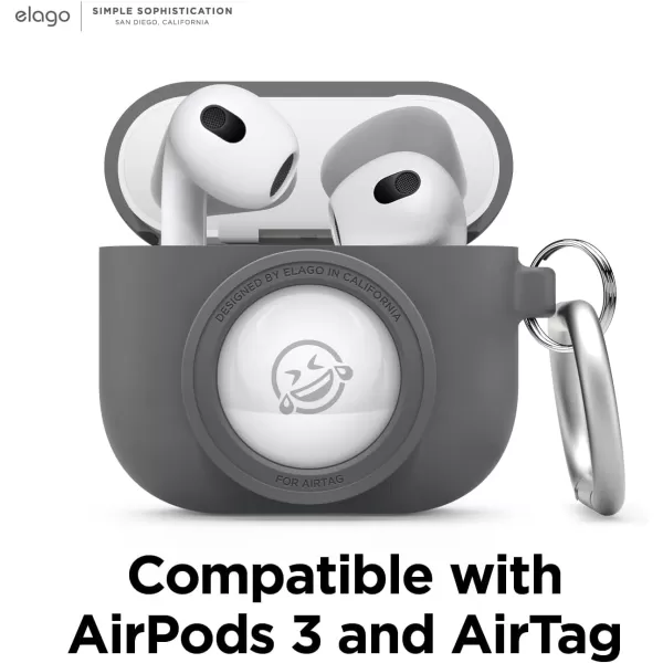 elago Snapshot Compatible with AirPod Case with AirTag Holder AirPods 3  Cute Camera Design with Keychain Durable Silicone Supports Wireless Charging  Tracking Device Not IncludedDark Gray