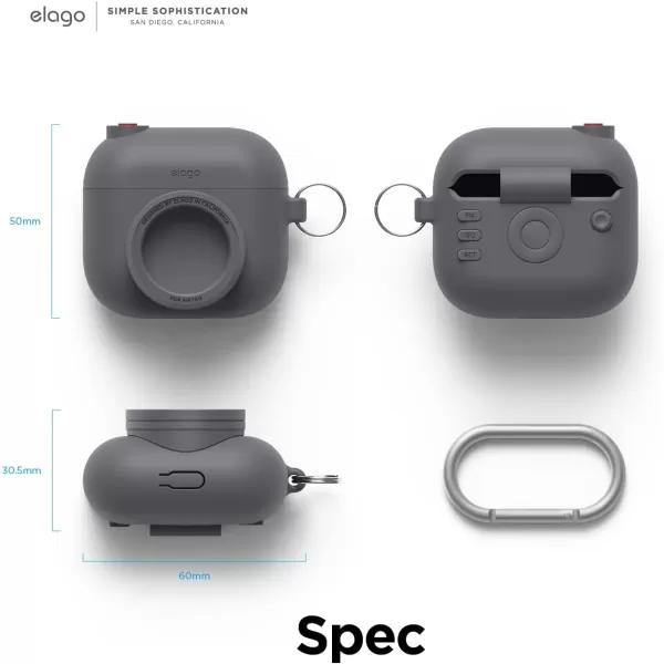 elago Snapshot Compatible with AirPod Case with AirTag Holder AirPods 3  Cute Camera Design with Keychain Durable Silicone Supports Wireless Charging  Tracking Device Not IncludedDark Gray