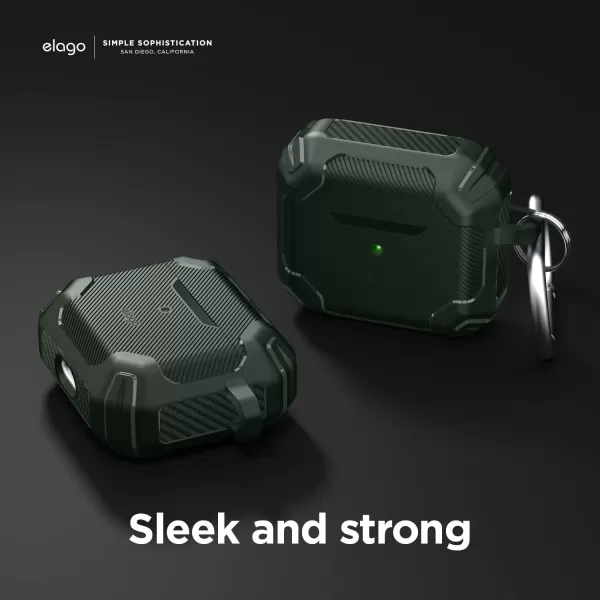 elago Solid Armor Case Compatible with AirPods 3rd Generation Case  Compatible with AirPods 3 Case Cover Shock Absorbing Design Durable TPU Wireless Charging Full Body Protection Jean IndigoDark Green