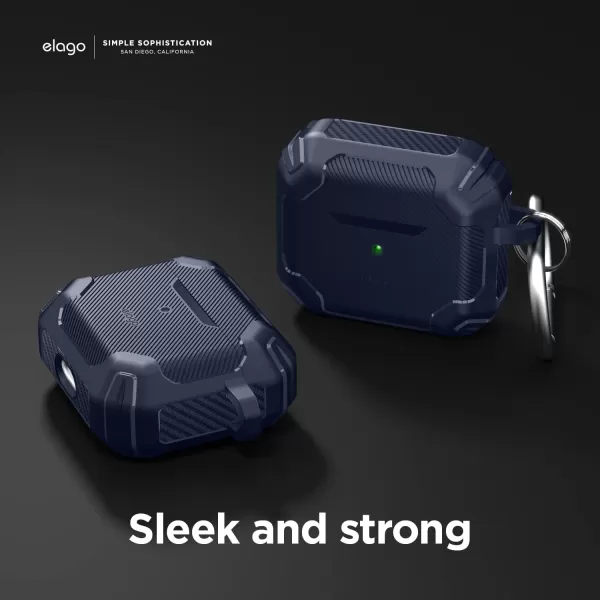 elago Solid Armor Case Compatible with AirPods 3rd Generation Case  Compatible with AirPods 3 Case Cover Shock Absorbing Design Durable TPU Wireless Charging Full Body Protection Jean IndigoJean Indigo