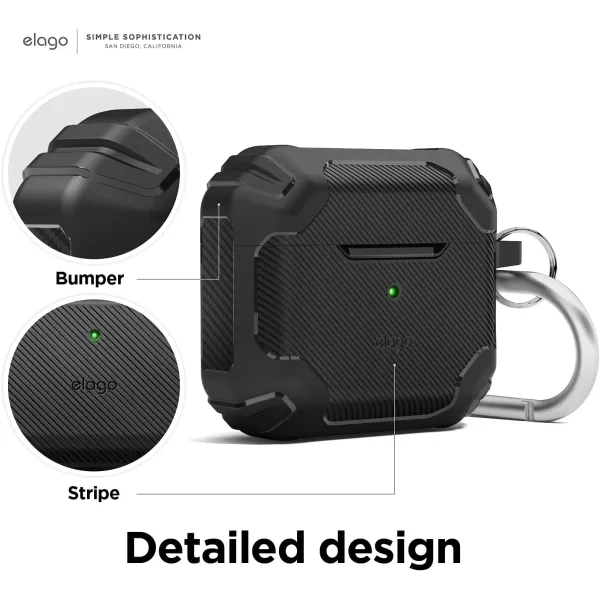 elago Solid Armor Case Compatible with AirPods 3rd Generation Case  Compatible with AirPods 3 Case Cover Shock Absorbing Design Durable TPU Wireless Charging Full Body Protection Jean IndigoBlack