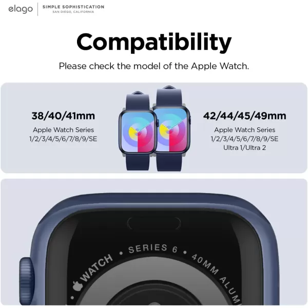 elago Sport Band Compatible with Apple Watch Band Ultra2UltraSE987654321 Compatible with iWatch 38mm 40mm 42mm 44mm 45mm 49mm  Premium Fluoro Rubber MaterialJean Indigo