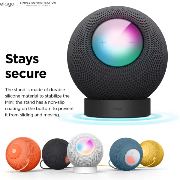 elago Stand Compatible with HomePod Mini  Proper EQ Easier to Control with Better Indicator Visibility Stable Mount AntiSlip Silicone Stand BlackBlack