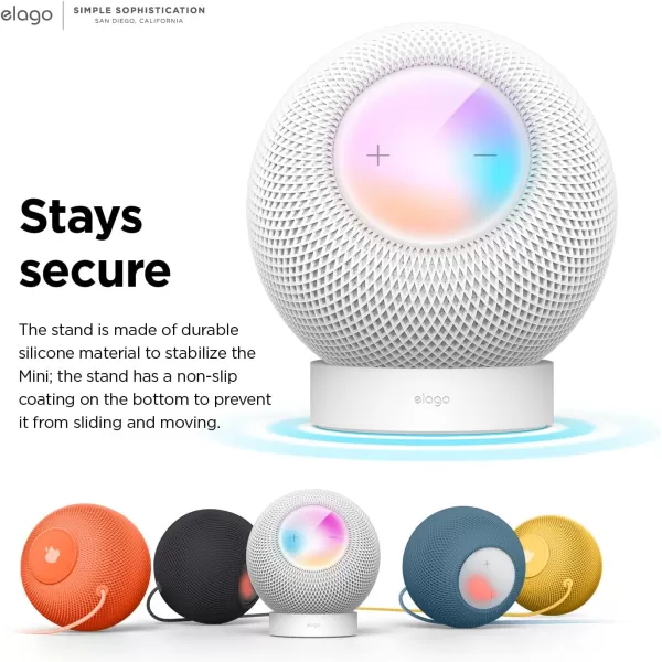 elago Stand Compatible with HomePod Mini  Proper EQ Easier to Control with Better Indicator Visibility Stable Mount AntiSlip Silicone Stand BlackWhite