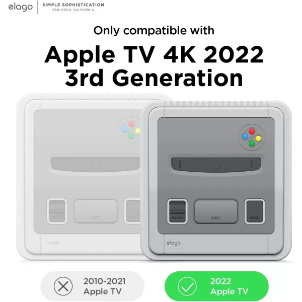 elago T4 Case Compatible with only Apple TV 4K 3rd Generation 2022 HD  Having IR Sensor Cutout and LED Cutout not for 2021 Models Light Greyelago T4 Case Compatible with only Apple TV 4K 3rd Generation 2022 HD  Having IR Sensor Cutout and LED Cutout not for 2021 Models Light Grey