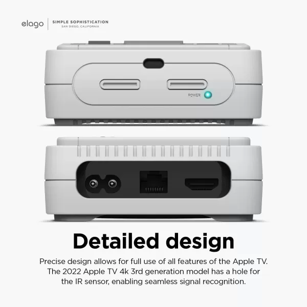 elago T4 Case Compatible with only Apple TV 4K 3rd Generation 2022 HD  Having IR Sensor Cutout and LED Cutout not for 2021 Models Light Greyelago T4 Case Compatible with only Apple TV 4K 3rd Generation 2022 HD  Having IR Sensor Cutout and LED Cutout not for 2021 Models Light Grey