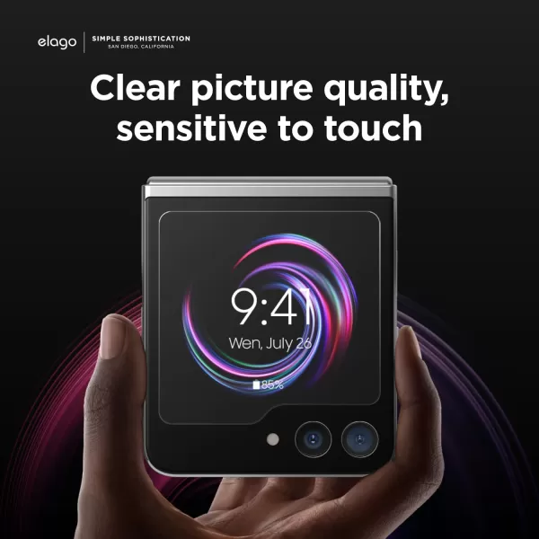 elago Tempered Glass Screen Protector Compatible with Samsung Galaxy Z Flip 5  AntiFingerprint ShatterProof Scratch Protection Crystal Clear Clarity BubbleFreeelago Tempered Glass Screen Protector Compatible with Samsung Galaxy Z Flip 5  AntiFingerprint ShatterProof Scratch Protection Crystal Clear Clarity BubbleFree