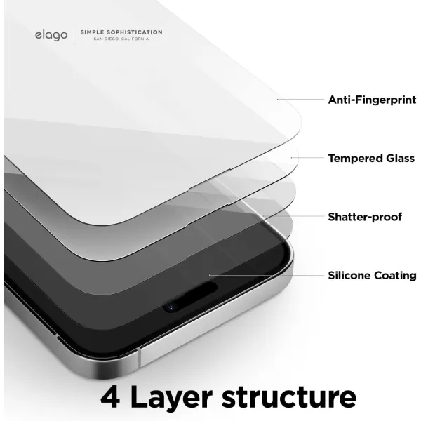 elago Tempered Glass Screen Protector Compatible with iPhone 14 Pro Max  9H Surface Hardness AntiFingerprint ShatterProof Scratch Protection Crystal Clear Clarity BubbleFreeiPhone 14 Pro Max