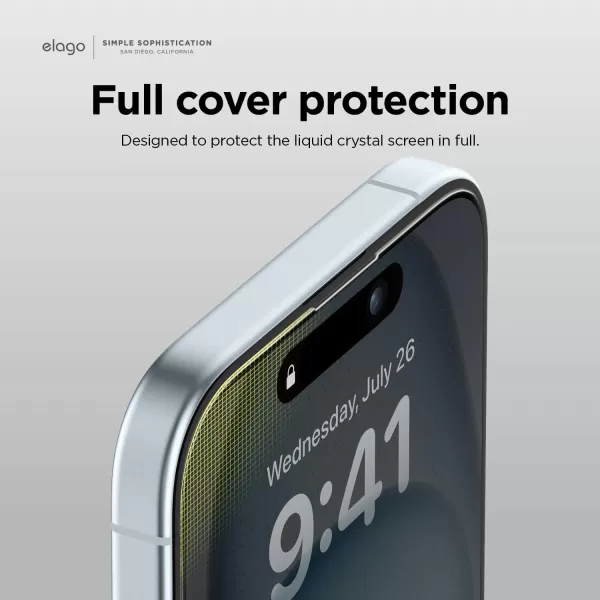 elago Tempered Glass Screen Protector Compatible with iPhone 15 Plus  9H Surface Hardness AntiFingerprint ShatterProof Scratch Protection Crystal Clear Clarity BubbleFreeiPhone 15 Plus 2Pcs