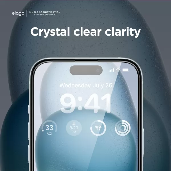 elago Tempered Glass Screen Protector Compatible with iPhone 15 Plus  9H Surface Hardness AntiFingerprint ShatterProof Scratch Protection Crystal Clear Clarity BubbleFreeiPhone 15 Plus 2Pcs