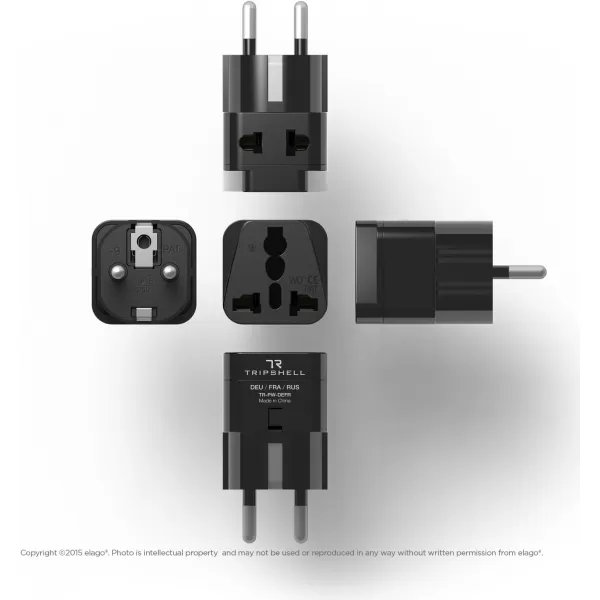 elago Tripshell Grounded Universal Dual Plug Travel Adapter  CE Certified RoHS Compliant  2Pcs IsraelEgyptUAEHGermany  France  Europe  RussiaEF