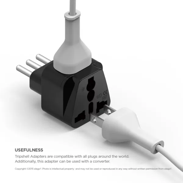 elago Tripshell Grounded Universal Dual Plug Travel Adapter  CE Certified RoHS Compliant  2Pcs IsraelEgyptUAEHItaly  UruguayL
