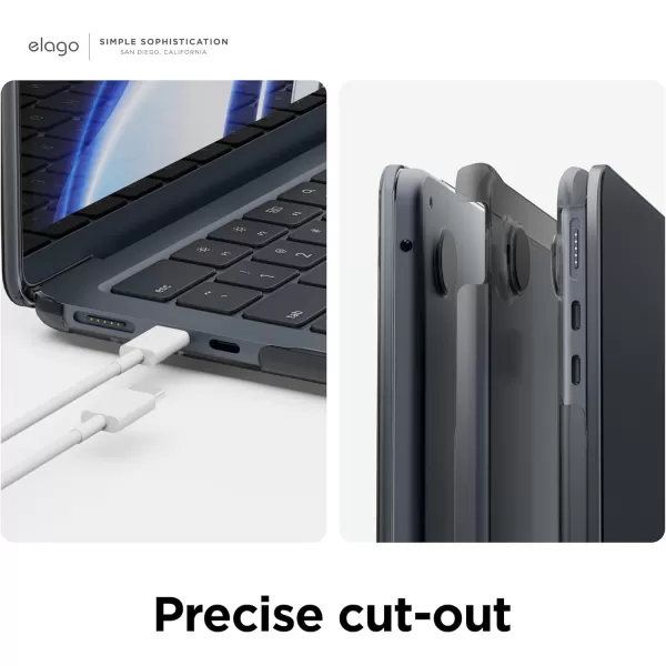 elago Ultra Slim Hard Case Compatible with MaBcook Air M2 153 inch with Touch Bar A2941Version 2023Dark Grey  Full Protection Access to All Features ClearDark Grey