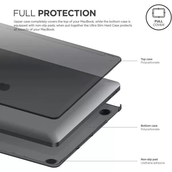 elago Ultra Slim Hard Case Compatible with MacBook Pro 15inch with Touch Bar A1990  A1707Version 2019201820172016Dark Grey  Full Protection Access to All FeaturesMacBook Pro 16 Dark Grey