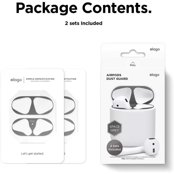 elago Upgraded AirPods Dust Guard Matte Space Grey 1 Set  DustProof Film Luxurious Looking Must Watch Easy Installation Video Protect AirPods from Metal Shavings US Patent RegisteredMatte Space Grey