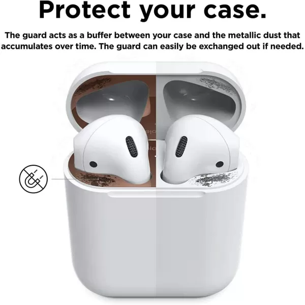 elago Upgraded AirPods Dust Guard Matte Space Grey 1 Set  DustProof Film Luxurious Looking Must Watch Easy Installation Video Protect AirPods from Metal Shavings US Patent RegisteredRose Gold