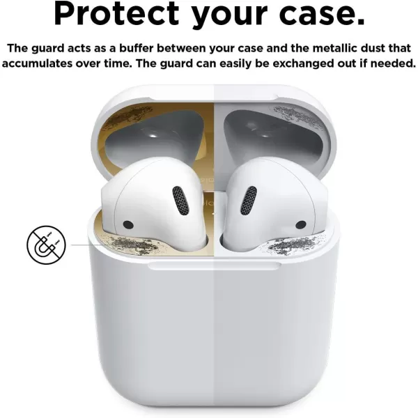 elago Upgraded AirPods Dust Guard Matte Space Grey 1 Set  DustProof Film Luxurious Looking Must Watch Easy Installation Video Protect AirPods from Metal Shavings US Patent RegisteredGold