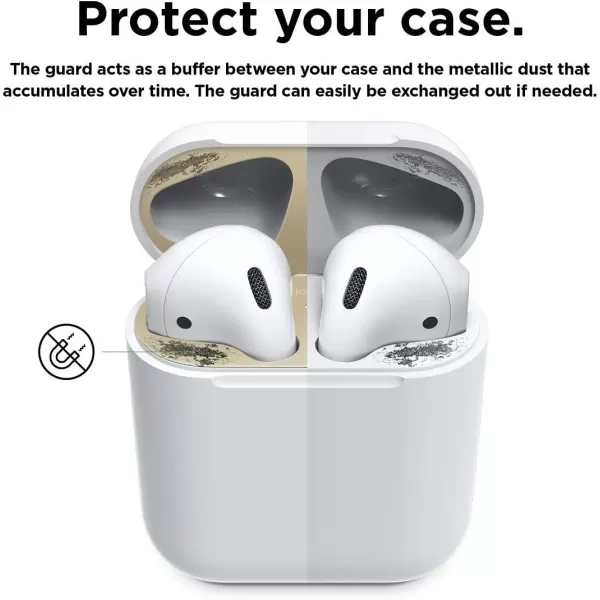 elago Upgraded AirPods Dust Guard Matte Space Grey 1 Set  DustProof Film Luxurious Looking Must Watch Easy Installation Video Protect AirPods from Metal Shavings US Patent RegisteredMatte Gold