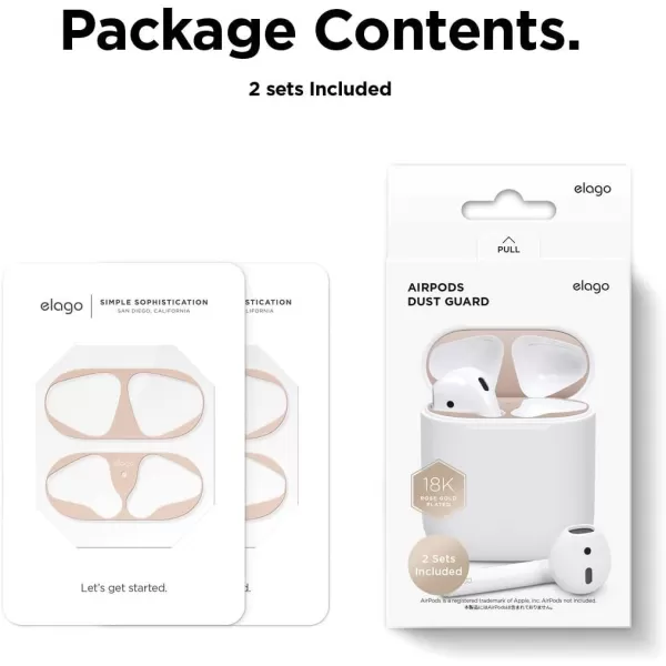 elago Upgraded AirPods Dust Guard Matte Space Grey 1 Set  DustProof Film Luxurious Looking Must Watch Easy Installation Video Protect AirPods from Metal Shavings US Patent RegisteredMatte Rose Gold